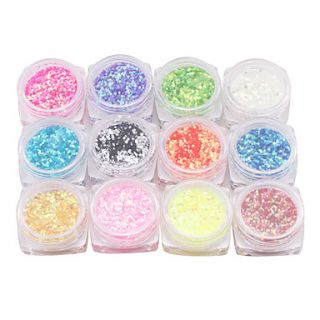 12 Color Acrylic Twinkle Nail Art Decorative Wafers