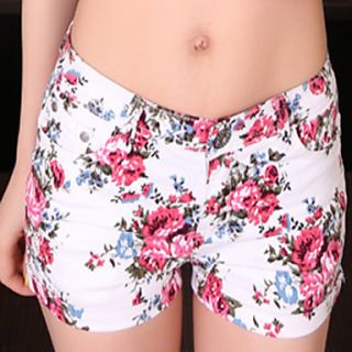 TS Crimping Floral Print Casual Shorts Pants