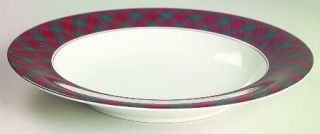 Arita Tartan Plaid Large Rim Soup Bowl, Fine China Dinnerware   Tartan Line, Red
