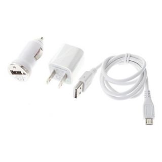 Mini 3 in 1 Charger Kit for Samsung/HTC/Blackberry(White)