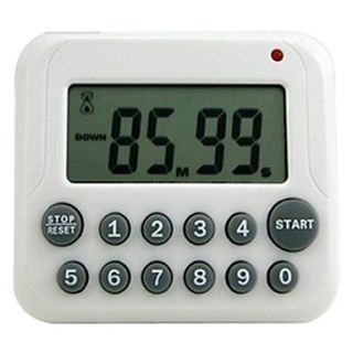 Digital LCD Kitchen Cooking Sport Count Down Timer Clock 12 Key 99 Minute(White)