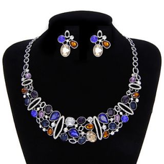 Colorful Alloy With Rhinestone Jewely Set Including Necklace,Earrings