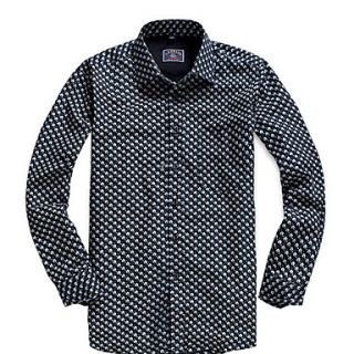 Romantic Printing Cotton Thicken Long Sleeve Mens Dress Shirt