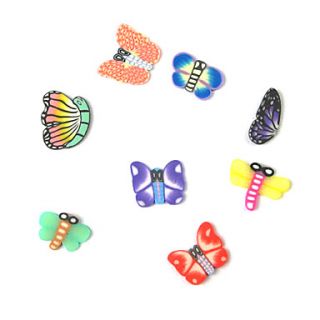 3D Fimo Slice Cartoon Colorful Butterfly Face Nail Art Decorations