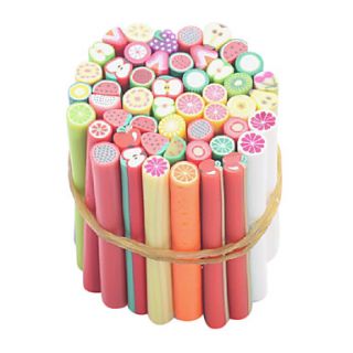 50PCS Fruit Pattern New Nail Art Fimo Canes Rods with 1 Blade