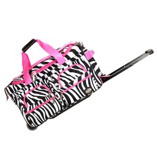 Rockland Deluxe Pink Zebra 22 inch Carry on Rolling Duffel Bag