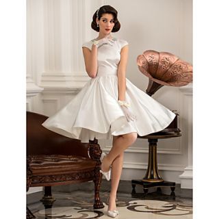 A line Princess Jewel Short/Mini Satin Wedding Dress (783863)