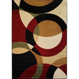 Red Circular Geometric Rug (33x53) (polypropylenePile Height 0.4 inchesStyle ContemporaryPrimary color REDSecondary colors BeigePattern BorderTip We recommend the use of a non skid pad to keep the rug in place on smooth surfaces.All rug sizes are ap