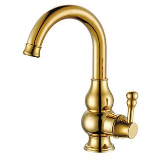 Contemporary Ti PVD Finish Gold Single Handle Bathroom Sink Faucets