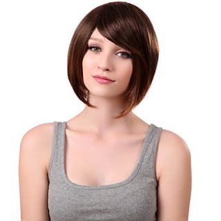 Capless Short Synthetic Brown Sexy Straight Hair Wig Side Bang