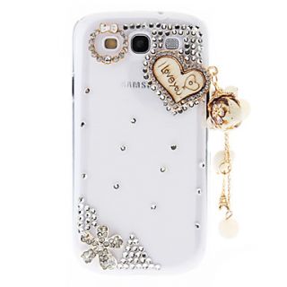 Rhinestone Transparent Pattern Hard Back Case with Pearl Tower for Samsung Galaxy S3 I9300
