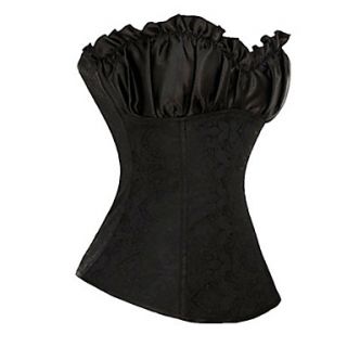 CAOJI Womens Sexy Black Strapless Lacing Corset and T back