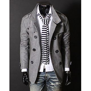 MenS Double Breasted Stand Collar Slogan Nylon Trench Coat