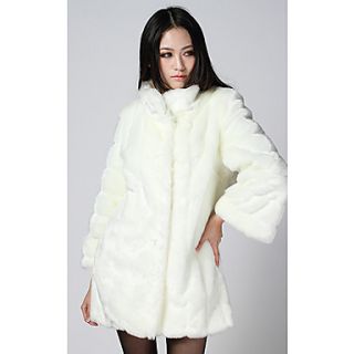 Warm Long Sleeve Standing Collar Faux Fur Party/Casual Coat