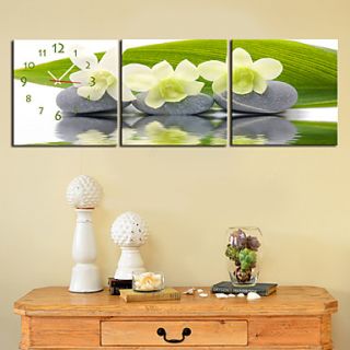 12 24Country Style Flower Wall Clock In Canvas 3pcs