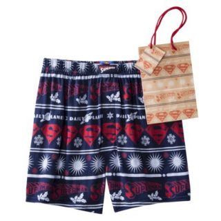 Mens Superman Fair Isle Boxers with Free Gift Bag   Navy L