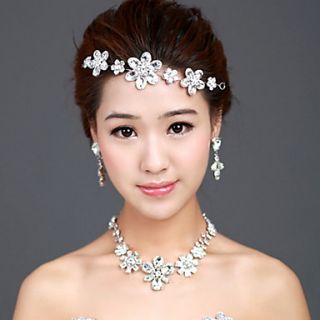 Attractive Alloy Silver Plated With Rhinestone Wedding Bridal Tiara Necklace Earrings Jewelry Set