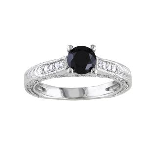 1 1/6 CT. T.W. White & Color Treated Black Diamond Engagement Ring, Womens