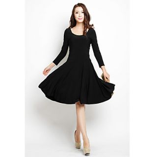 Womens Slim Swing Waisting Dress(Black)
