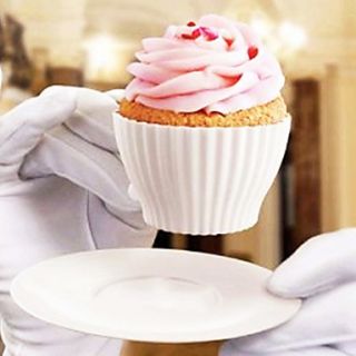 Cupcake Molds, Set of 4, White Silicone(Baking Dish and Cup)