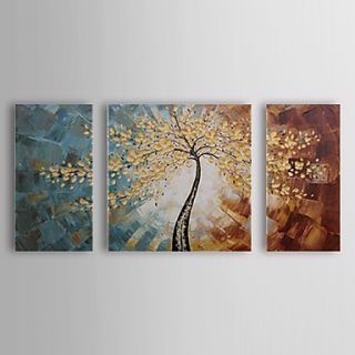 Hand Painted Oil Painting Botanical Tree with Stretched Frame Set of 3 1311 FL1081