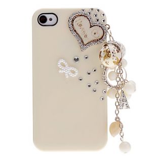Heart Shape Pattern with Diamond Hard Case with Pendant and Adhesive for iPhone 4/4S (Assorted Colors)