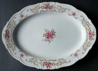 Style House Rose Baroque 12 Oval Serving Platter, Fine China Dinnerware   Roses