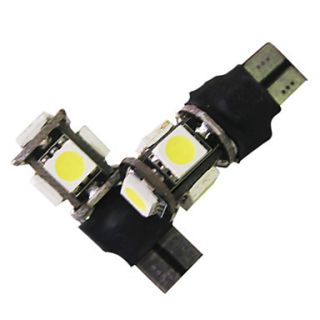 Error Free T10 Canbus W5W 194 5050 SMD 5 LED White Light Bulbs (1 Pair)