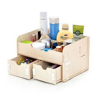 Modern DIY Solid Double Drawers Wooden Storage Box