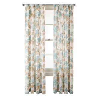 MARTHA STEWART MarthaWindow Hydrangea Rod Pocket Cotton Curtain Panel, Tranquil