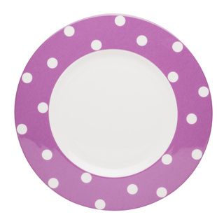 Red Vanilla Freshness Violet Dots 11.25 inch Dinner Plates (set Of 6)