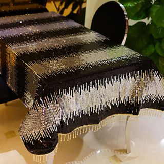 Black and Silver Sequins Table Cloth 71×47
