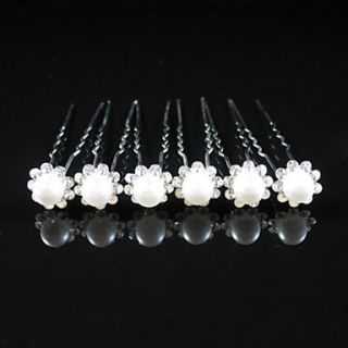 Gorgeous Clear Crystals And Imitation Pearls Wedding Bridal Pins/ Flowers,6 Pieces Per Lot