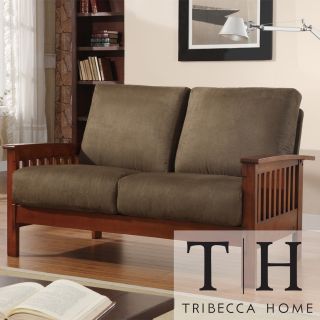 Tribecca Home Hills Collection Oak And Olive Loveseat