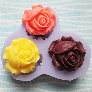 Three Holes Roses Flower Silicone Mold Fondant Molds Sugar Craft Tools Resin flowers Mould Molds For Cakes