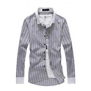 MenS Stripe Korea Style Long Sleeve Shirt