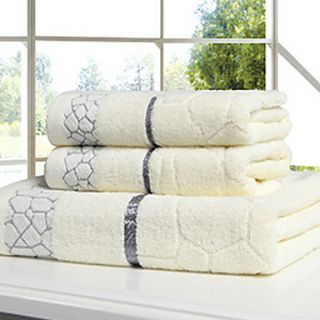 Bath Towel Set,3 Pack Terry 100% Cotton Untwisted Yarn the Water Cube Print(1 Bath Towel,2 Hand Towels)
