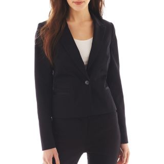 Worthington 1 Button Sateen Jacket   Tall, Black, Womens