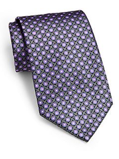 Brioni Circle Medallion Print Tie   Purple
