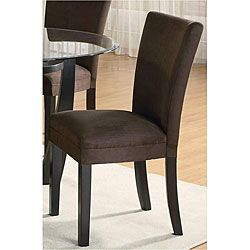 Empire Microfiber Chocolate Parson Dining Chairs (set Of 2) (ChocolateConstructed of long lasting solid hardwood frameRich cappuccino finished legsComfortable curved back designAssembly requiredSet includes two (2) chairsOverall dimensions 38 inches high