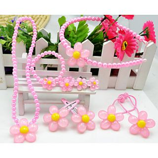 Girls Sunflower Pearl Jewelry Set(7 Pieces)(Random Color)