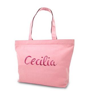 Personalized Canvas Horizontal Tote Bag with Embroidered Hand Written Name (More Colors)