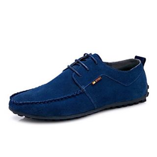 Mens Leather Flat Heel Comfort Oxfords With Lace up
