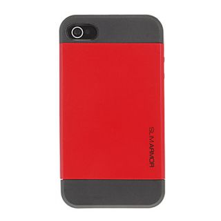 Simple Design 2 in 1 Mental Case with Silicone Inside Cover for iPhone 4/4S (Assorted Colors)