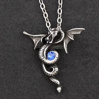 Eternal Dragon Alloy Gothic Lolita Necklace with Blue Gemstone