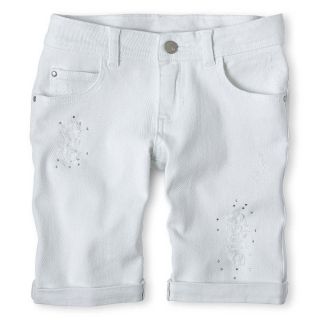 Total Girl Denim Bermuda Pants Girls 6 14 and Plus, White, Girls