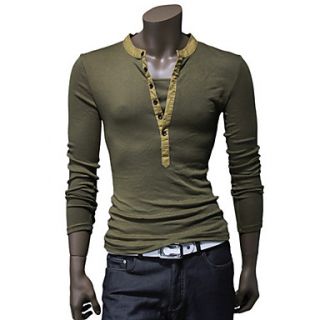 Langdeng Casual Fashion Layered Long Sleeve Slim T Shirt(Green)