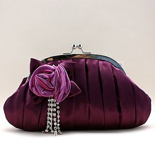 Jiminy Womens Top Grade Satin Flowers Evening Clutch Bag(Purple)