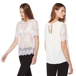 Women Luxury Short Sleeves Embroidery Floral Sexy Lace Crochet Top Blouse