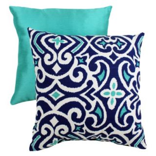 Damask Square Toss Pillow   Blue/White (16.5x16.5)